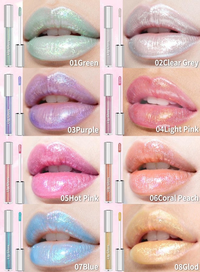 Lestpola Blue Glitter Liquid Lip Gloss Lipstick, Waterproof Long Lasting Metallic Lip Gloss for Women, Highly Pigment Holographic Diamond Shimmer Chameleon Lipstick Lips Makeup Thanksgiving Gift, Non-Stick -07 - Image 5